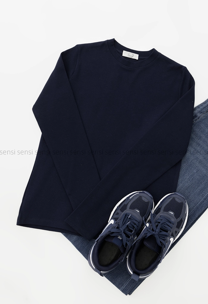 بلوز یقه گرد آستین بلند کد1005068